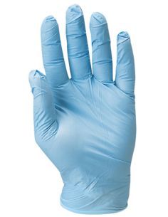 Boîte de 100 gants jetables en nitrile bleu poudré