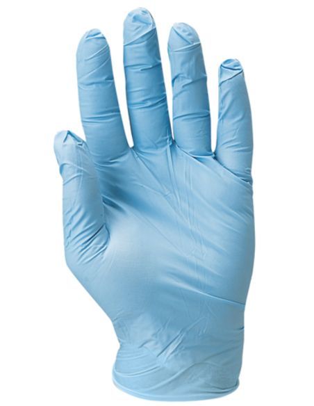 Boîte de 100 gants jetables en nitrile bleu poudré Boîte de 100 gants jetables en nitrile bleu poudré
