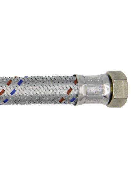 Tuyau tressé inox double sortie droite femelle