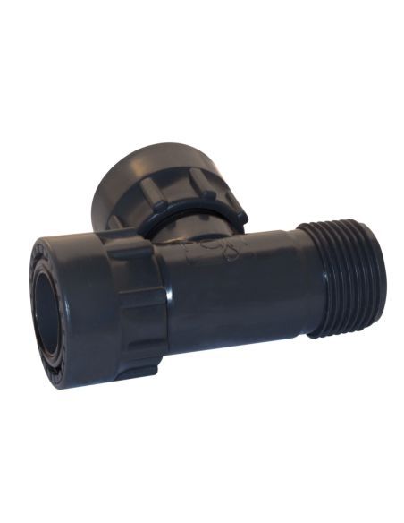 Raccord PVC en Té 1" avec 2 écrous mobiles