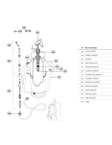 Chambre complète avec poignée pour pulvérisateur IK