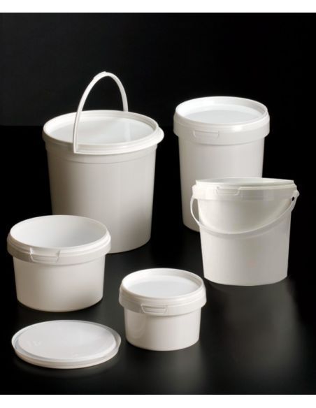 Seau blanc alimentaire avec couvercle
