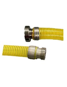 Tuyaux PVC spiralés alimentaires jaunes équipés en Mâcon Inox